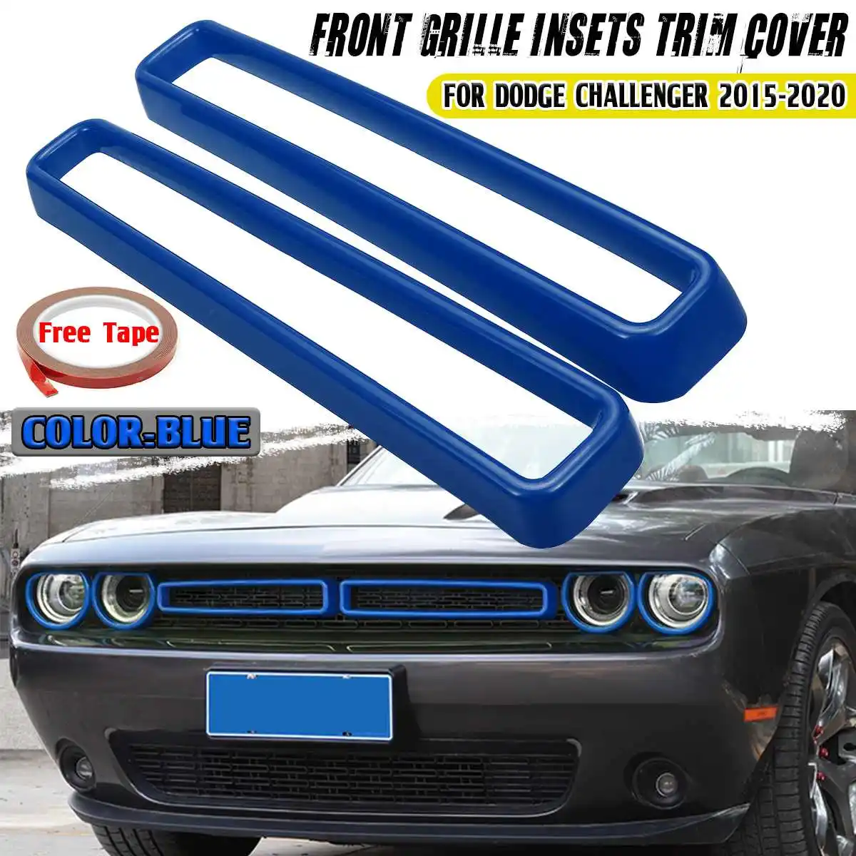 

Pair Car Front Grille Insets Trim Cover Decoration For Dodge Challenger 2015-2020 Front Racing Grill Protector Cover Frame