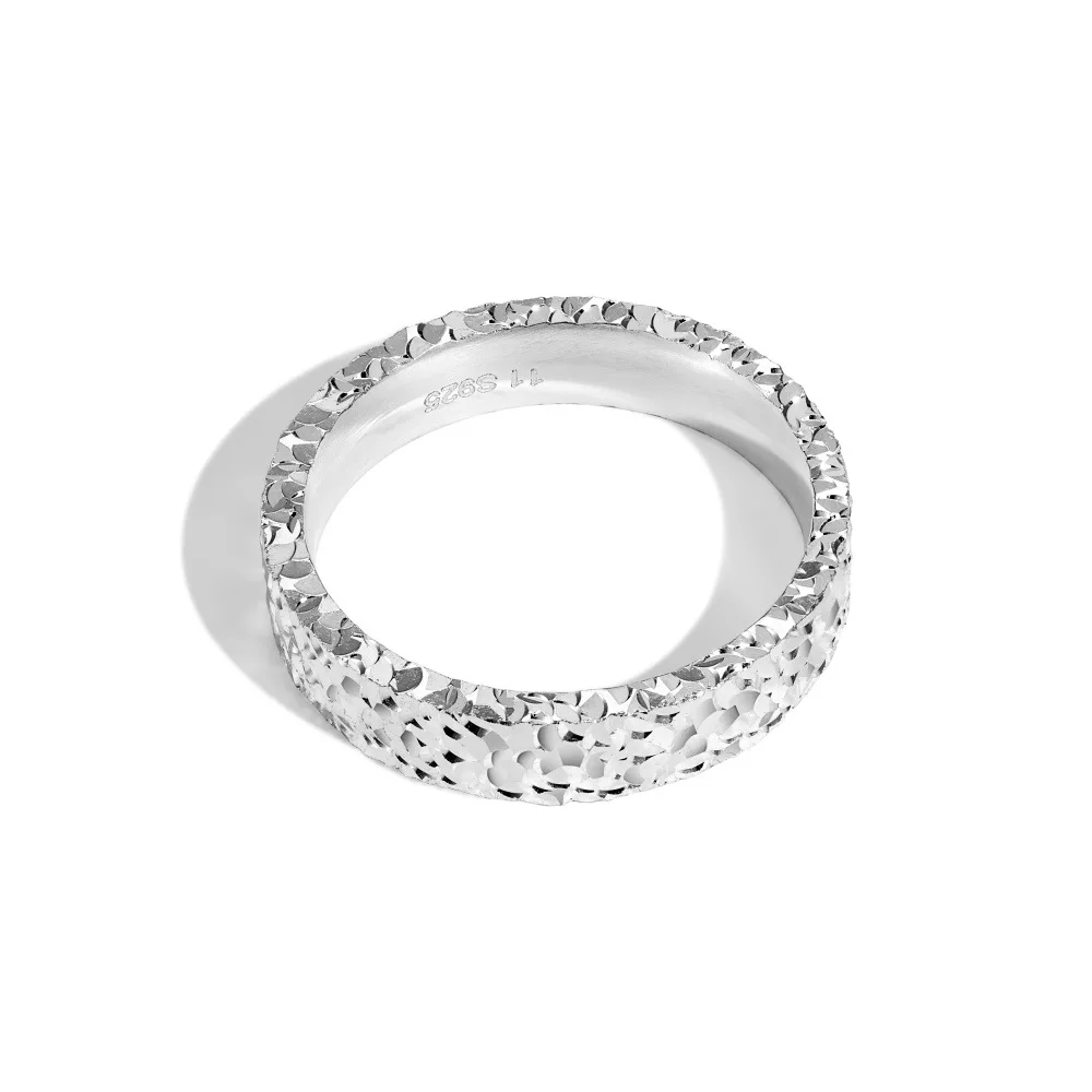 New S925 Sterling Silver Ring for Women with Heavy Industry Fish Scale Pattern, Simple and Fashionable Design, Closed Ring