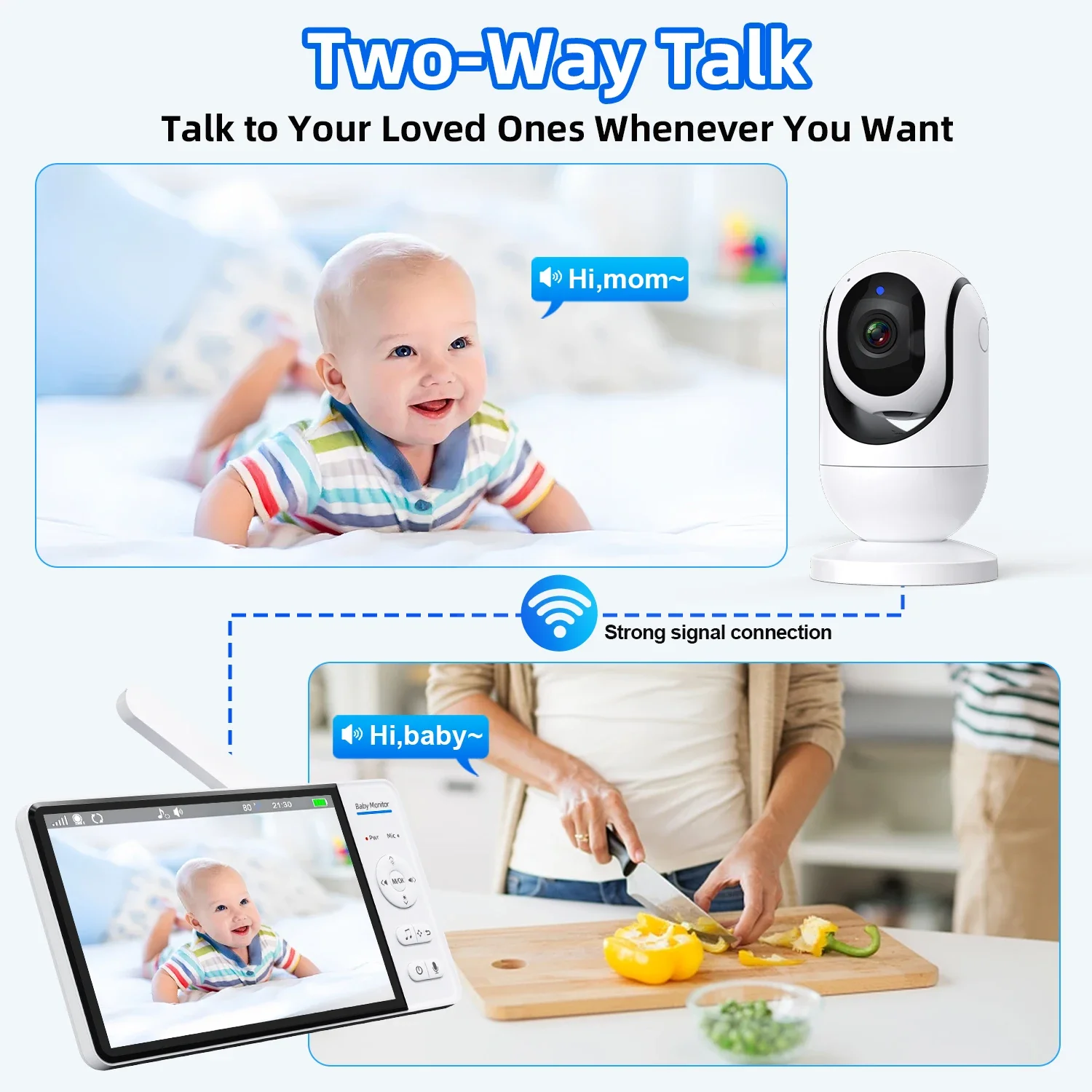 Video Baby Monitor 7 Inch Display Screen Mother Kids Home Security Protection Wireless IP Camera 5000mAh Battery Surveillance