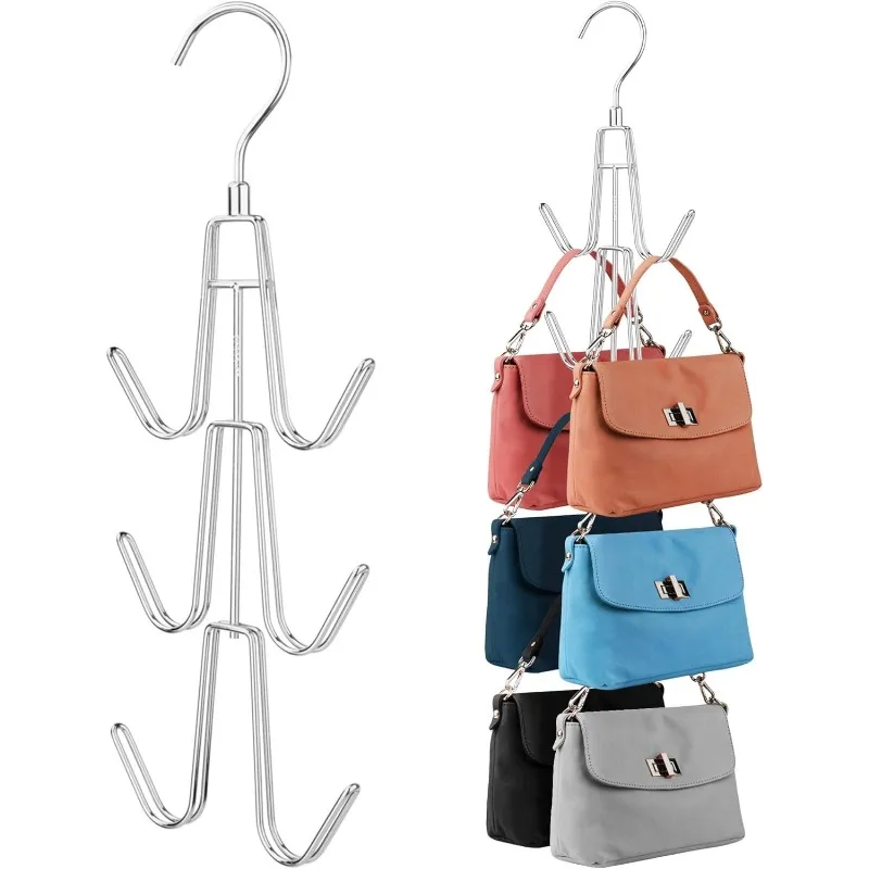 Wardrobe Handbag Hanger Organizer, Keeps Handbags Visible and In Good Condition, Metal Handbag Storage Hook Backpack Rack