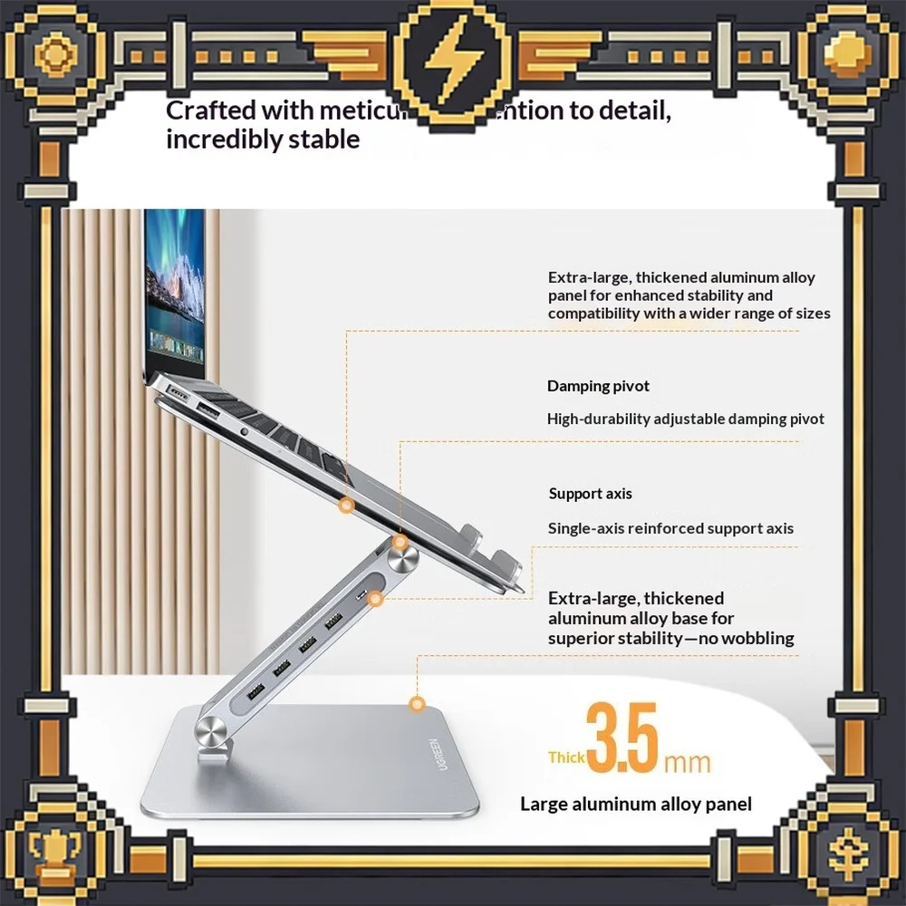 UGREEN CM532-60975 Laptop Stand Dock with USB 3.0 Hub Adjustable Height Cooling Riser for PC