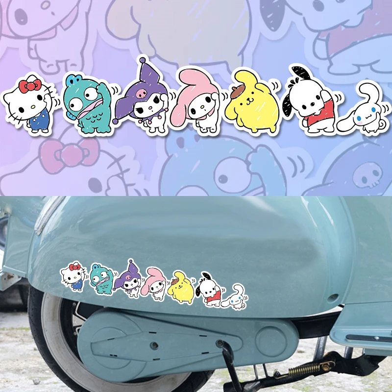 Sanrio Hello Kitty Car Sticker Car Handle Protective Film Kuromi Melody Car Door Stickers Waterproof Decal Car Decor Accessories