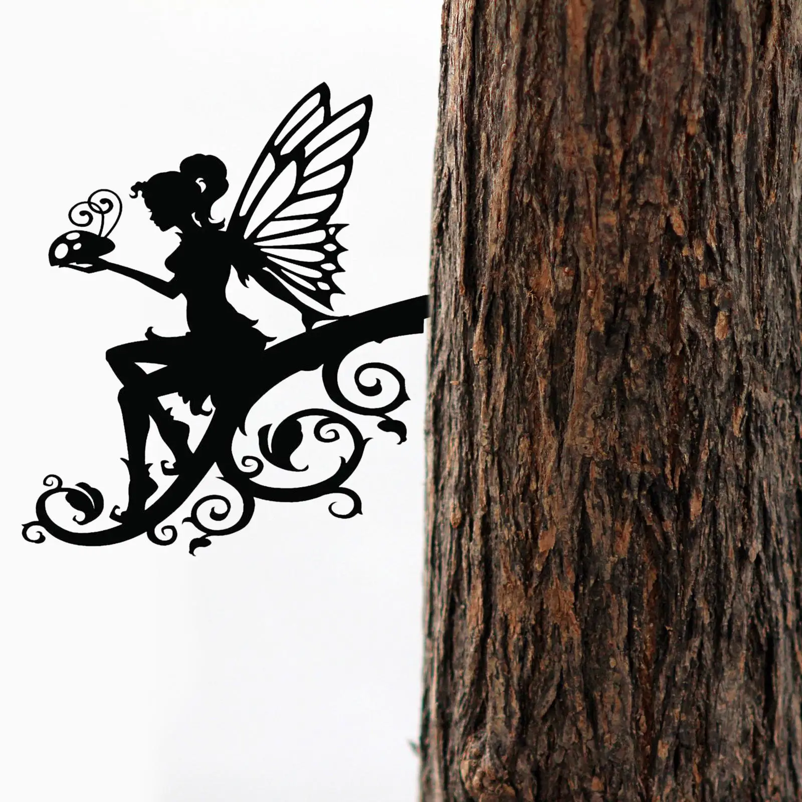 Outdoor Fairy Silhouette Statue Lawn Entrance Backyard Tree