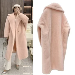 Max Teddy Coat 62% Alpaca 26% Lã 12% Seda Casaco Inverno Engrossar Casaco Feminino