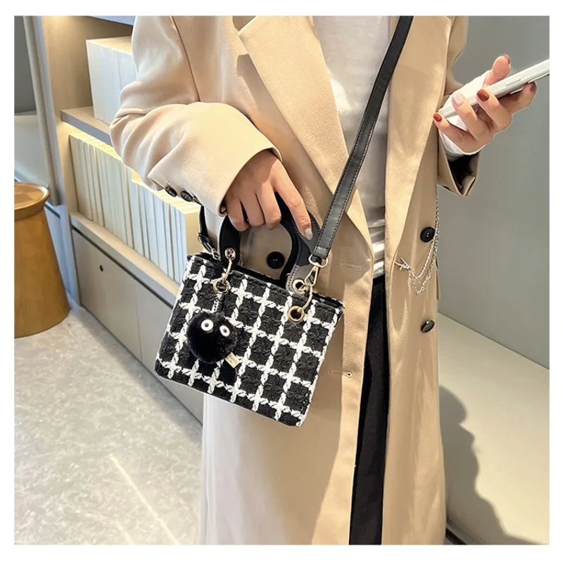 

New fall and winter women's bag shoulder crossbody bag literary small fresh hundred with plaid handbags