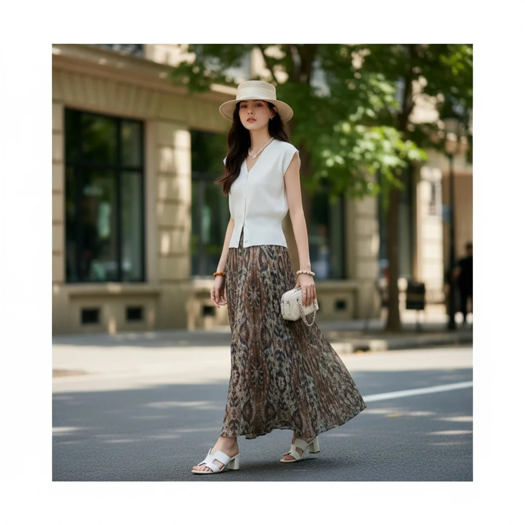 100% Viscose High Waist Midi Length Skirt for Everyday Style Ladies Elegant Skirt Soft Fabric High Waist Midi BC2306