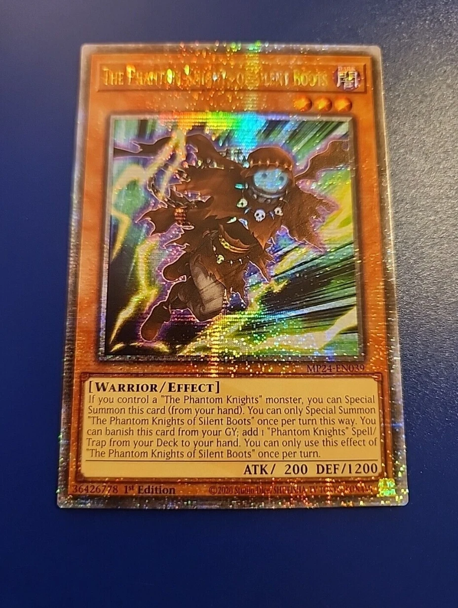 Yugioh KONAMI TCG MP24-EN039 The Phantom Knights of Silent Boots Quarter Century Secret English 1st Edition Collection Mint Card