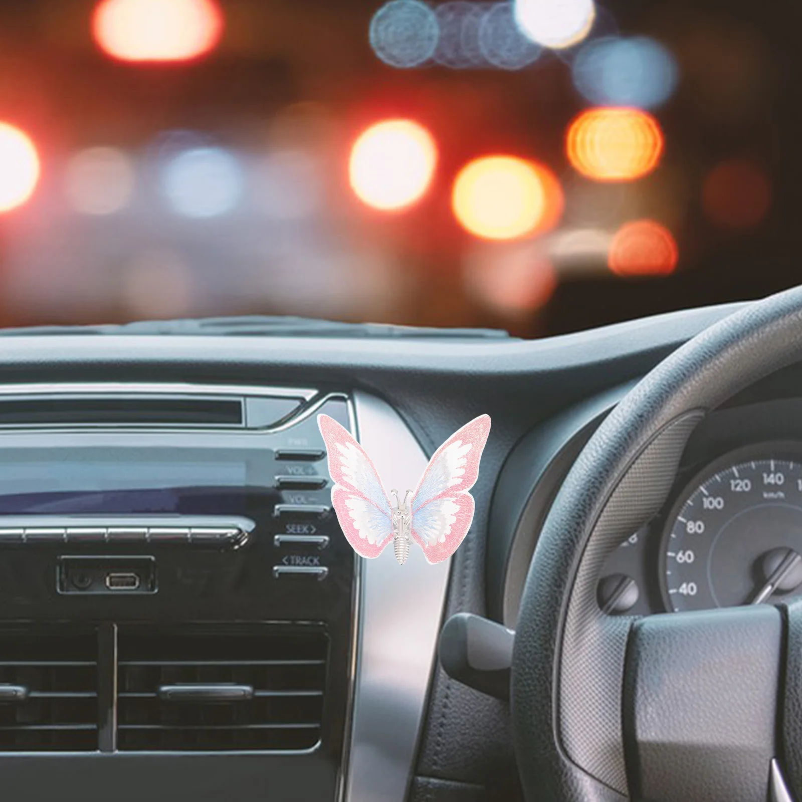 Butterfly Car Ornament Embroidered Fabric Air Vent Clip Decoration Automotive Console Interior Accessories Stylish Car Decor