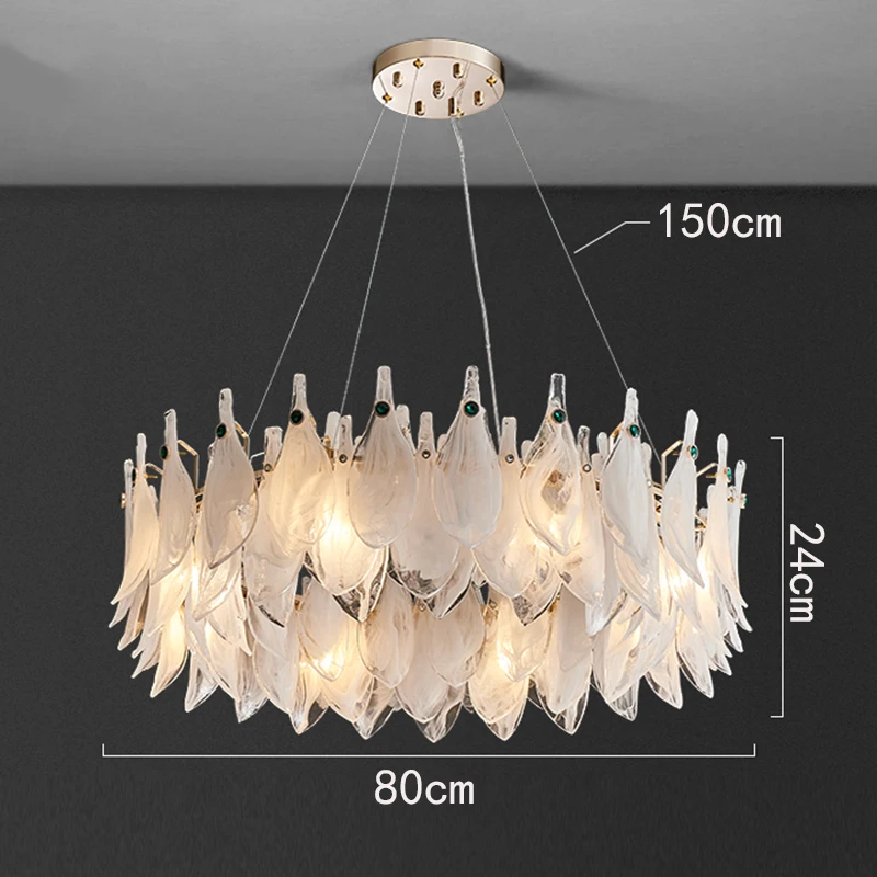 Luxury Feathers Crystal Design LED Pendant Lights for Bedroom Restaurant Villa Lobby Hanging Chandeliers Home Decor Indoor Lamps