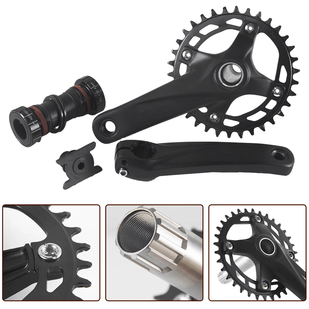 

Bicycle Crank With Bottom Bracket Hollow Aluminum Alloy Crankset 104BCD 32T 34T 36T Chainring Bike Accessories