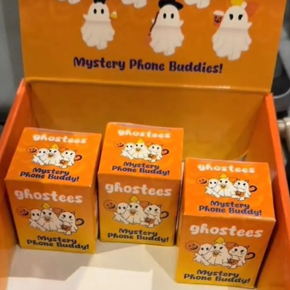 Peel-and-stick Ghostees Mystery Phone Buddy Mini Size Ghost Design Smartphone Figurine Ghost Pendant for Cell Phone Accessories