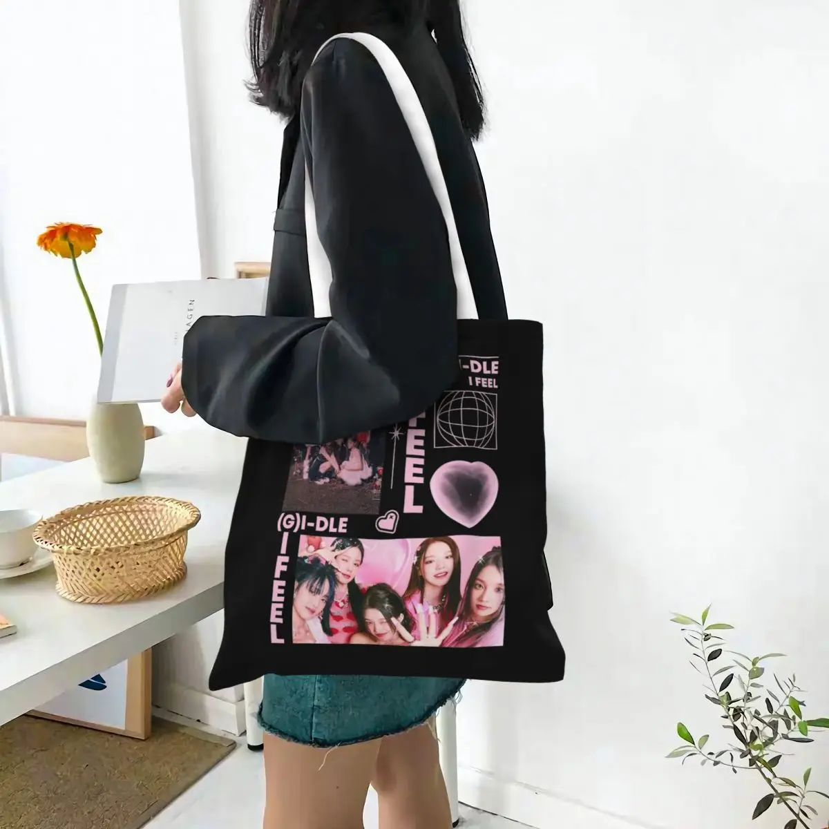 (G)I-DLE kpop i feel leinwand tasche wieder verwendbare einzigartige design casual tasche für unisex