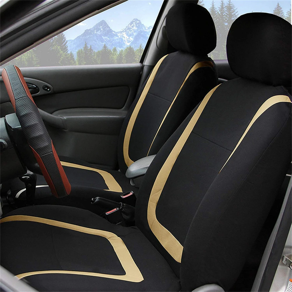 Universal Car 5 Seat Breathable Polyester Protector Fabric Cloth Seat Cover Fit Most Car Truck SUV Van Sedans AT MT