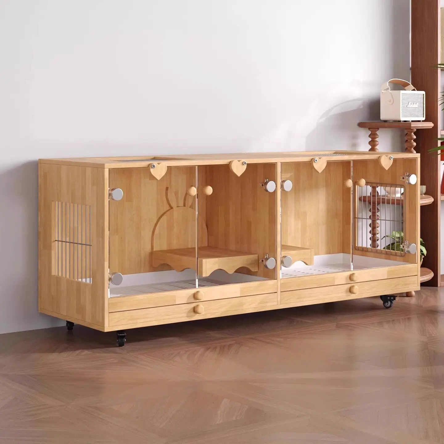 Rabbit cage large special indoor double-layer tray waterproof and anti-spray urine pet villa dog cage