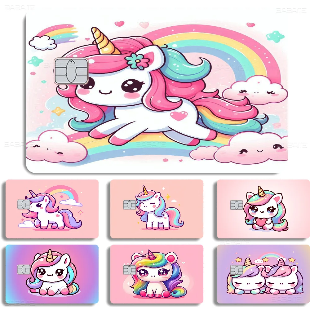 

3D Cartoon Unicorn Animal Cartoon Credit Card Skin Stickers For Bank Card Bus Metro Card Sticker Waterproof Women Gift