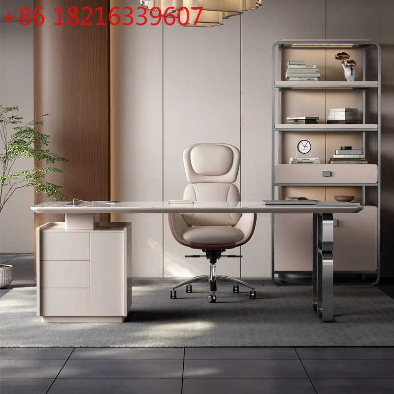 

Итальянский минималистичный настольный светильник из каменной плиты, роскошный современный простой компьютерный стол для домашнего офиса, дизайнерский письменный стол