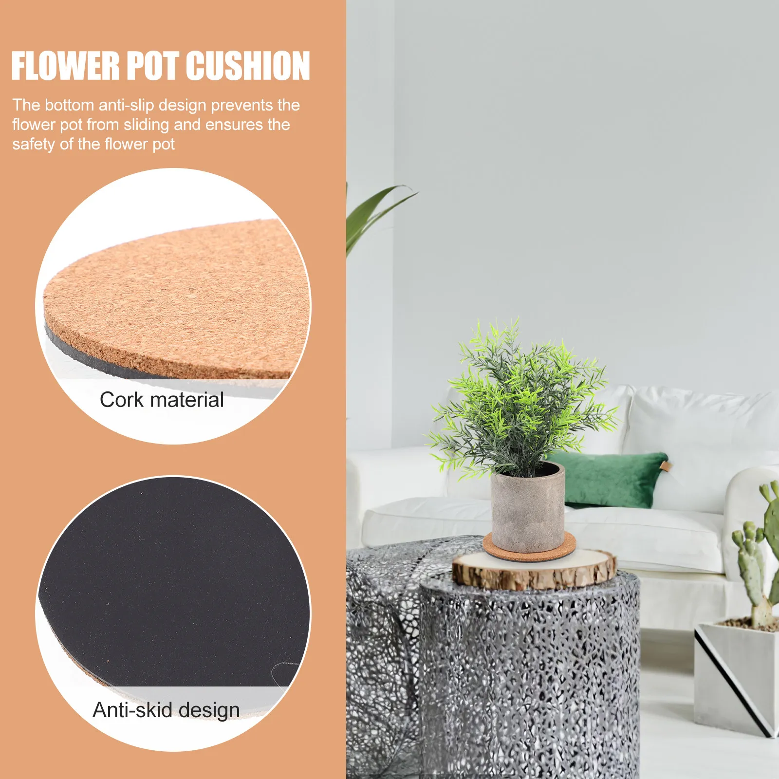 2Pcs Flower Pot Pads Cork Plant Mats Anti-Slip Planter Tray Bases Protective Garden Pot Coasters for Indoor Outdoor Plants