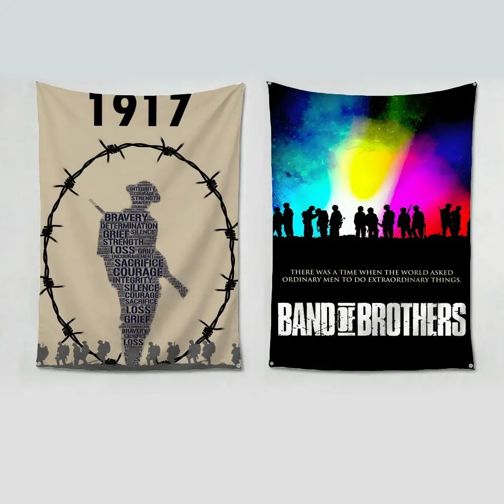 Heroic Poignant B-Band Of B-Brothers Flags four rings hanging no edging for art indoor use and outdoor decor