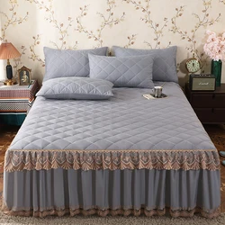 Lace Laminated Cotton Thickened Brushed Bed Skirt,Mattress Cover 160x200,140x190,Bedding Bedspreads, Bedroom Decoration