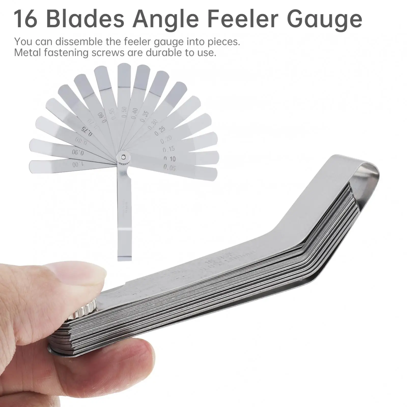 100A16 0.05-1 مللي متر منحني مقياس المحسس 16 شفرات الفولاذ المقاوم للصدأ متري شغل المحسس قياس الفجوة لقياس الأعمال الخشبية #5
