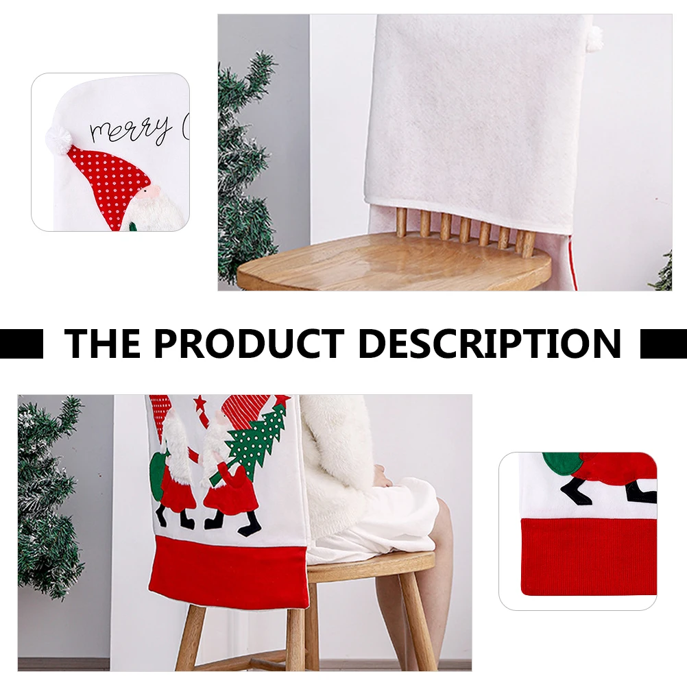 

1Pcs Christmas Chair Cover Flannel Santa Claus Pattern Protective Seat Cover Xmas Dining Room Decor Christmas Party Supplies