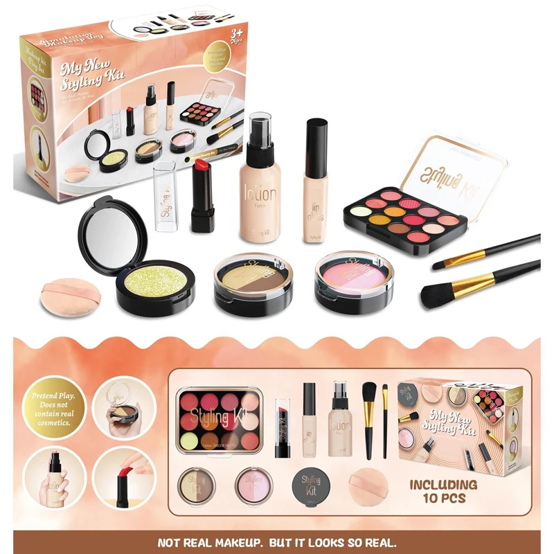 

Simulation Girl Beauty Play Cosmetics Toy Set Gift Educational Makeup Lipstick Nail Paint Toys Game Cosmetics Bag for Kids Girl