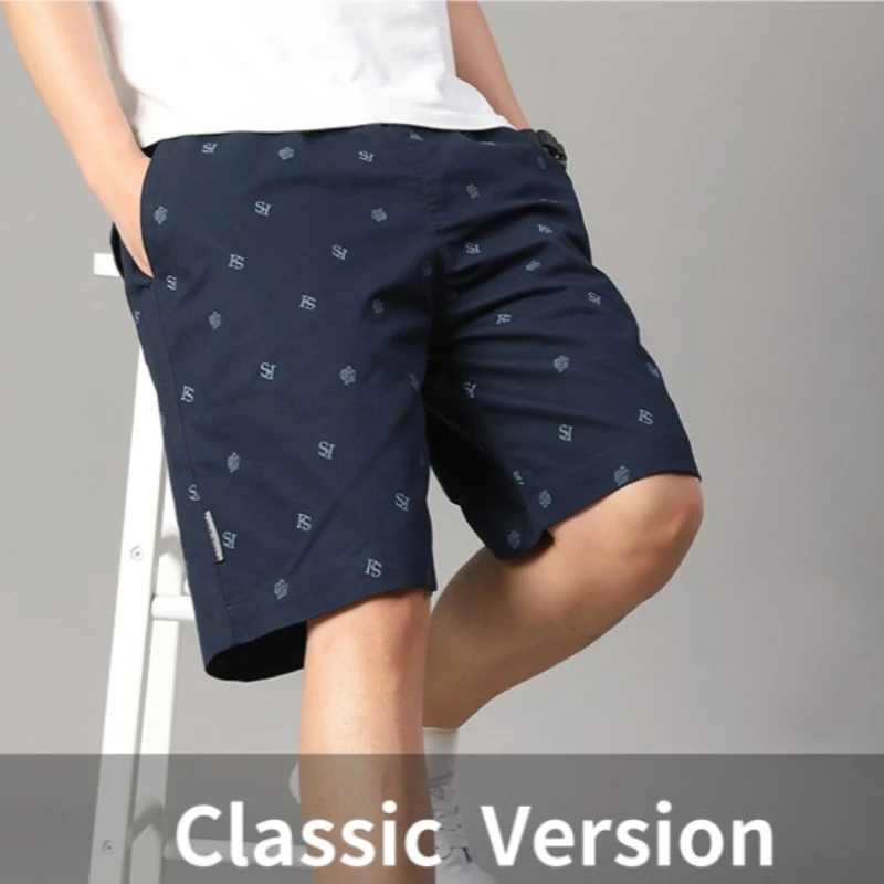 Men's Cotton Print Shorts Streetwear Casual Cotton Workwear Summer Breathable Fitness Knee Shorts Sports Shorts Sweatwear 6XL