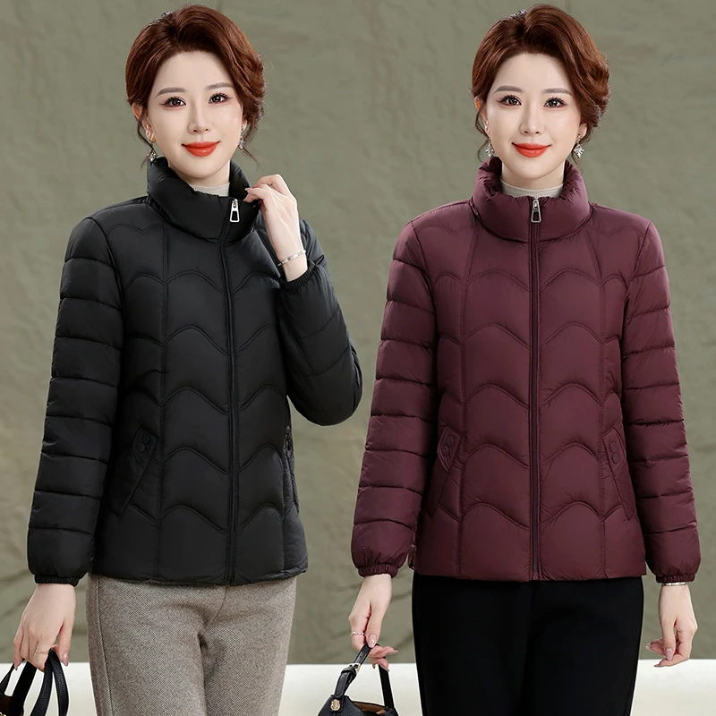 

Women's DownFilled Cotton Jaet ort Lightweight FallWin Winter Mom's Fashion Zipper Casual Sle Padded Coat