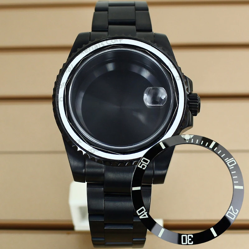 

Black PVD 40mm Men's Luxury Watch Case Ceramic Bezel For Seiko NH34 NH35 NH36 NH38 ETA 2824 Miyota 8215 Movements Sapphire Glass