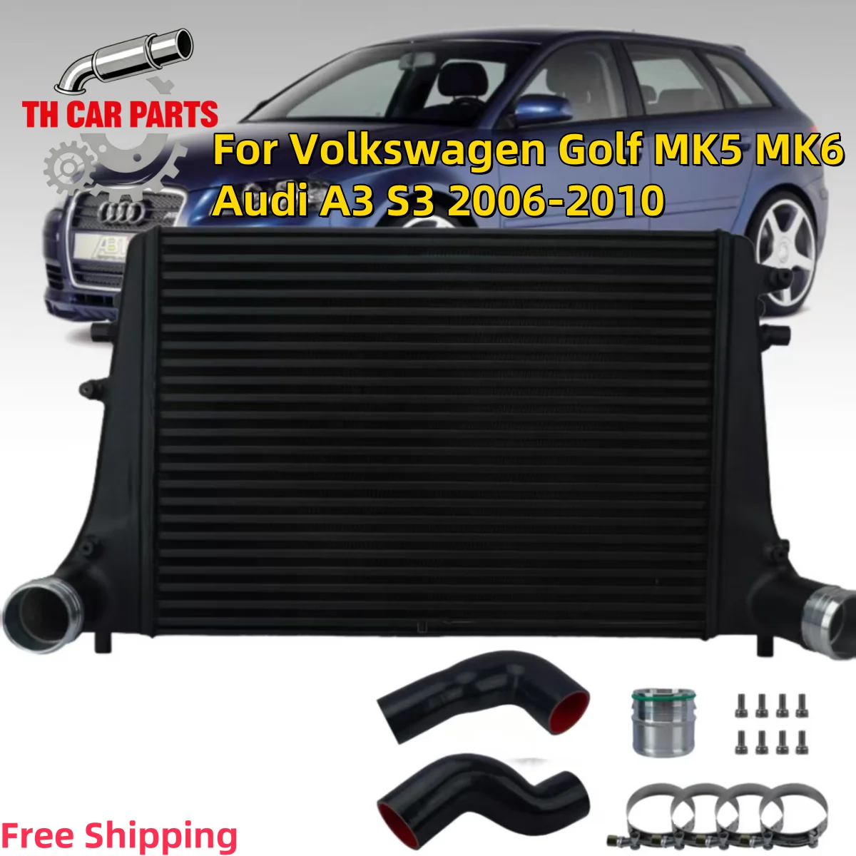 

Комплект алюминиевого интеркулера для Volkswagen Golf MK5 MK6, Audi A3 S3 2006-2010, радиатор с трубками для интеркулера