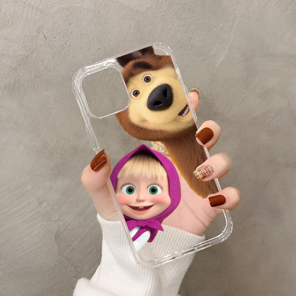 Cartoon M-Masha And The B-Bears  Phone Case For iPhone 15 13 14 Pro Max XS XR 12 11 Pro 13 Mini 6 7 8 Plus Soft Clear Back Cover