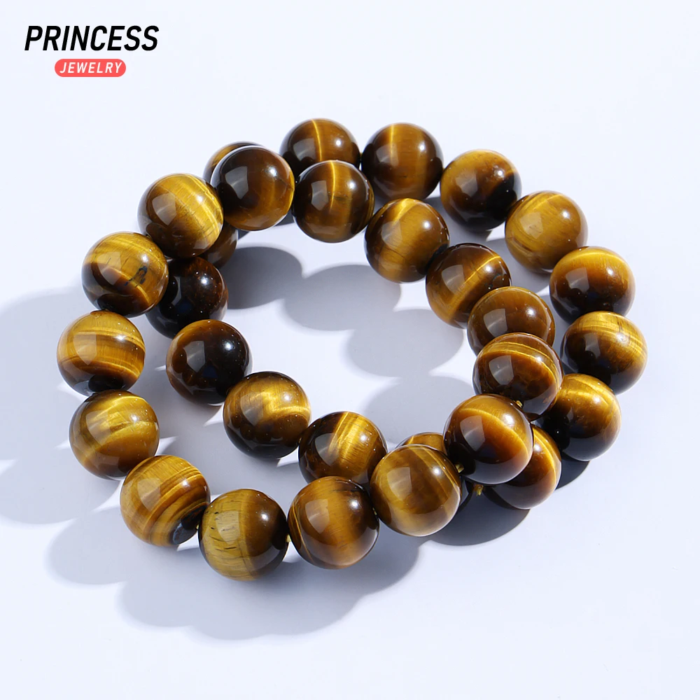 A++ Natural Brown Yellow Tiger Eye 14mm Bracelet Loose Beads for Jewelry Making Wholesale Stone Beads DIY Accessories