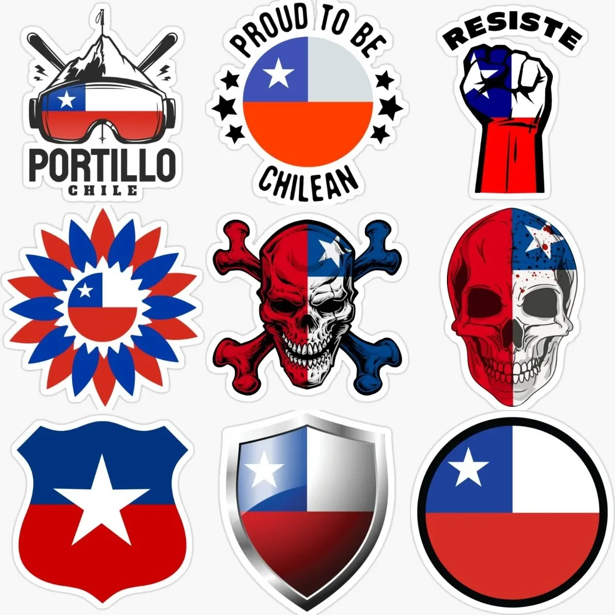 

Creative Chile Flag Skull PVC Sticker for Covered Scratch Decorate Helmet Camper Table Fridge Motorcycle Truck Window Car Van