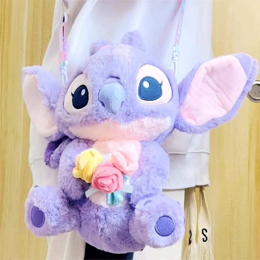 Disney Stitch Angel W0021 Fashion Anime Shoulder Bags Handbag Plush Cartoon Casual Messenger Bag Girl Child Gift