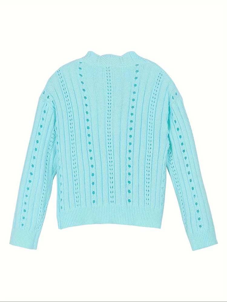 เสื้อคลุมคาร์ดิแกนไหมพรมแขนยาวสำหรับผู้หญิง ดีไซน์หรูหรา สีพื้น ติดกระดุมด้านหน้า แฟชั่นใหม่มาแรงสำหรับฤดูใบไม้ผลิและฤดูใบไม้ร่วง ปี 2024