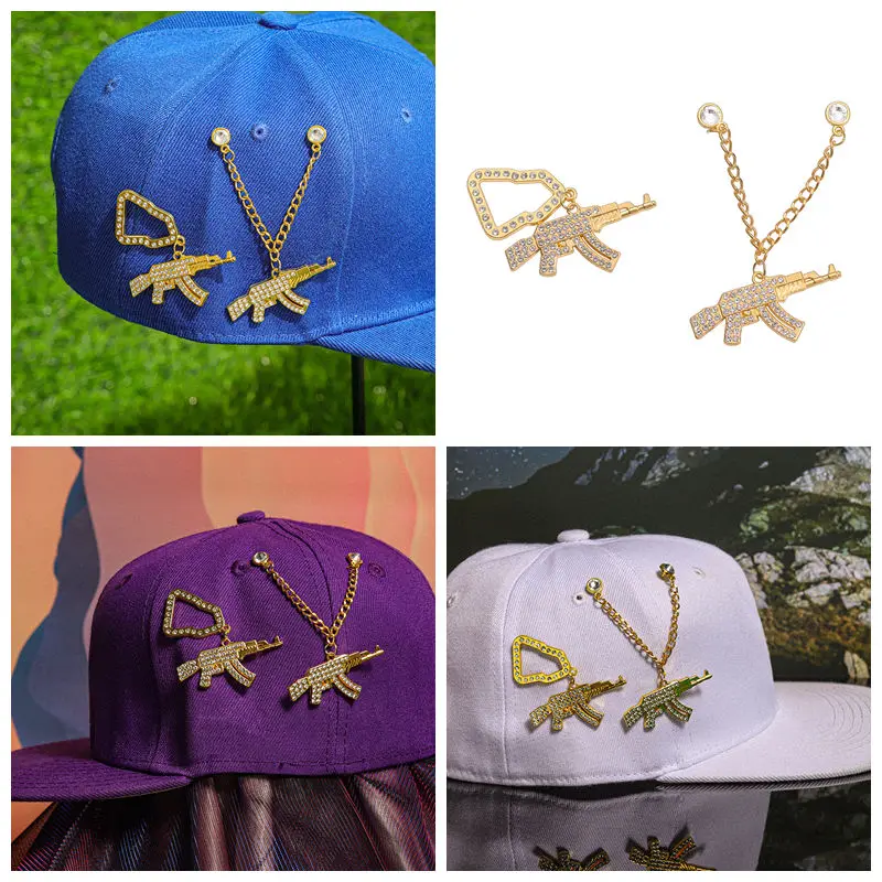 Mexico Hat Clip Enamel Retro Pistol Chain Paint Badge Baseball Street Painted Pin Metal Stylish Decor Hip Hop Brooch Caps Pins