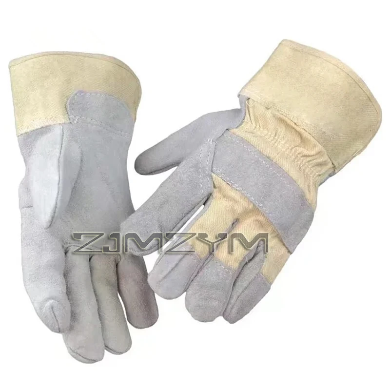 1 pair electric welding gloves high temperature insulation safety wear-resistant fireproof line cowskin weld protector gloves