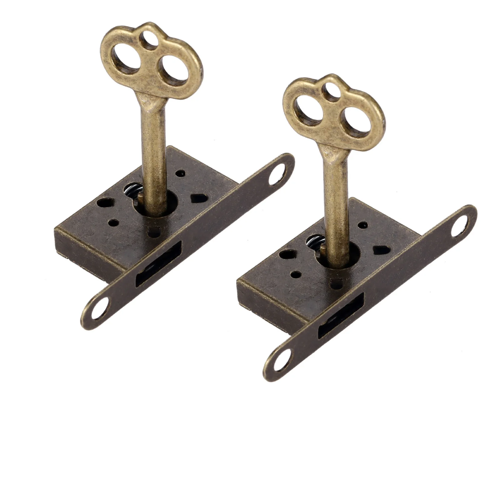 2sets Antique Bronze Invisible Lock+Key w/screws Retro Buckle Latch Clasp Drawer Wood Jewelry Box Decor Classical Hardware Retro