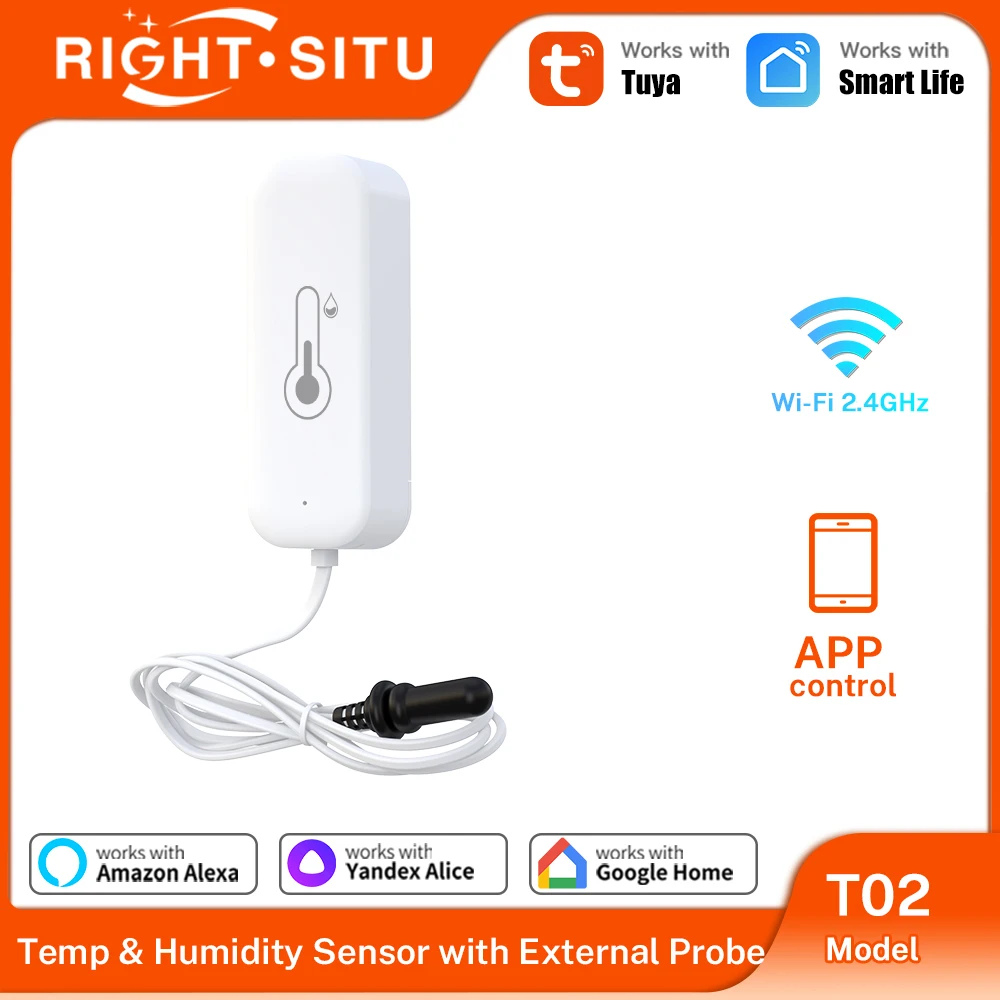 Tuya Zigbee WiFi Temperature Humidity Sensor With External Probe Thermometer Hygrometer Workwith SmartLife Yandex Alexa