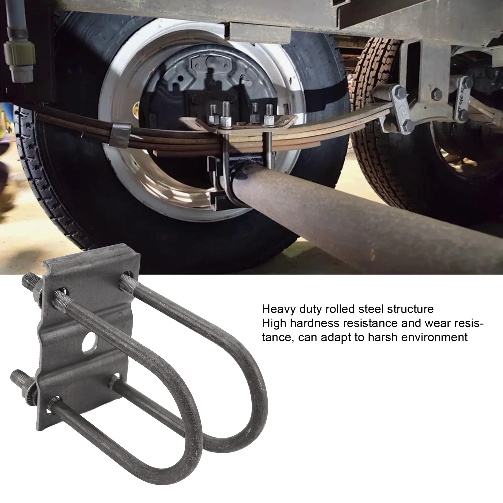 

3 Inch 5200 to 7000lb U Bolt Kit for Round Axle Leaf Spring Heavy Duty and High Tensile for Heavy Hauling and Equipment Trailers