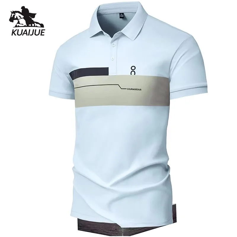 polo shirt men summer new high quality cotton mens Short sleeve Solid color Pat…