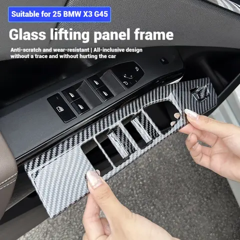 BMW X3 G45 2025 트림 장식 인테리어 액세서리용 자동차 ABS 카본 파이버 질감 윈도우 리프트 스위치 버튼 패널 BMW X3 G45 2025 트림 장식 인테리어 액세서리용 자동차 ABS 카본 파이버 질감 윈도우 리프트 스위치 버튼 패널