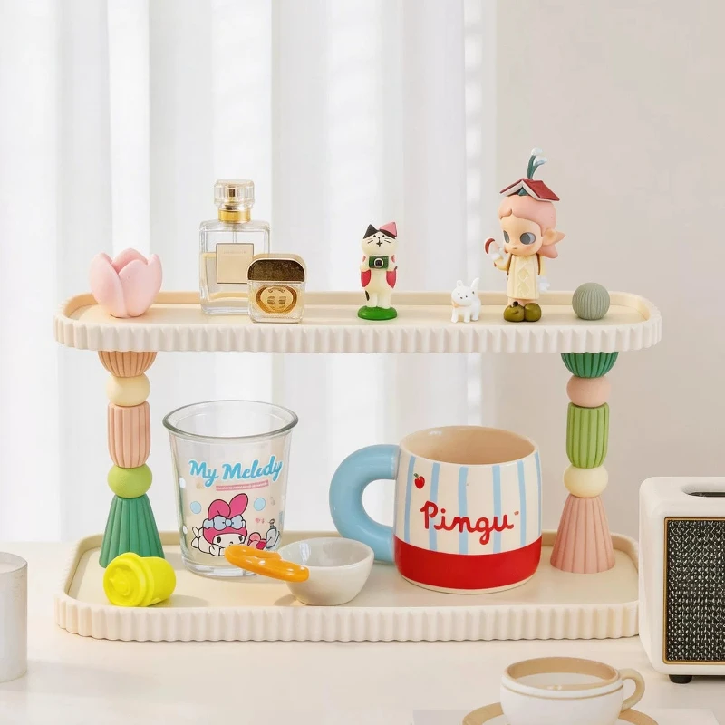 Colorful Cream Cup Holder for Kitchen Sideboard Storage Organizer Workstation Cosmetic Perfume Display Home Desktop Shelf Decor