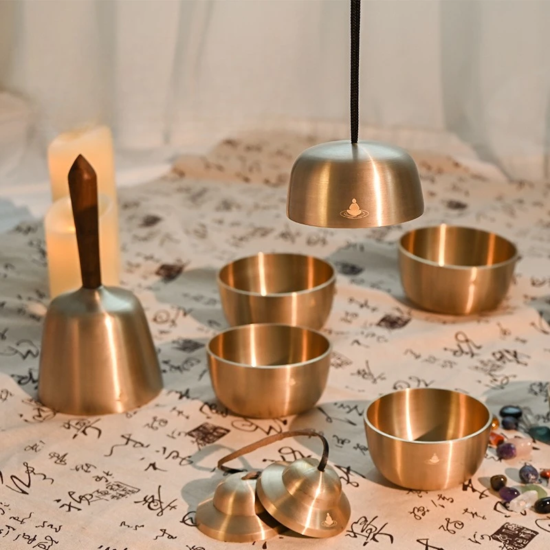 Cz handheld awakening singing bowl bump clock meditation copper qing buddha sound bowl musical instrument bell handmade ornament