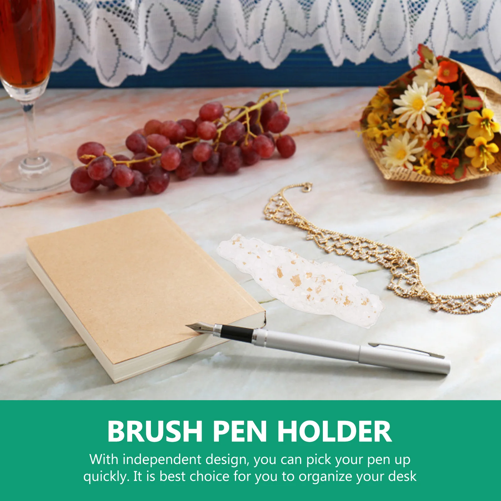 

Gold Leaf Crystal Holder Calligraphy Brush Rest Desk Accessory Material Pen St For Writing Pens Nail Art