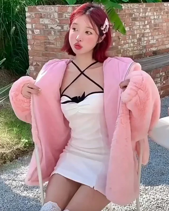 

Imitation Rabbit Fur Plush Jacket 2025 Autumn and Winter Women's Warm Coats Thickened Sweet Cute Zipper Jackets for Lady