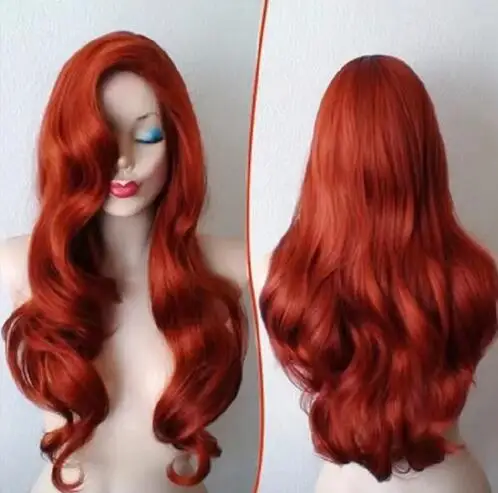 

Jessica Rabbit Wavy Long Copper Red Hair Little Mermaid Princess Ariel Heat Resistant Cosplay Costume Wig