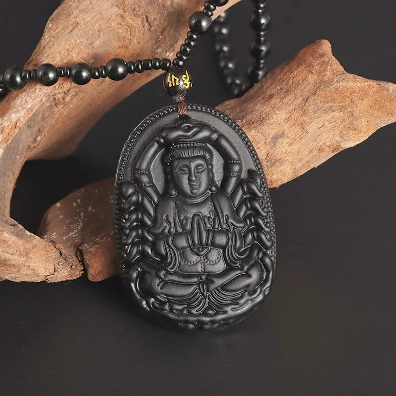 Men and Women Retro Buddhist Avalokitesvara Buddha Pendant Necklace Bodyguard Blessing Jewelry Religious Jewelry