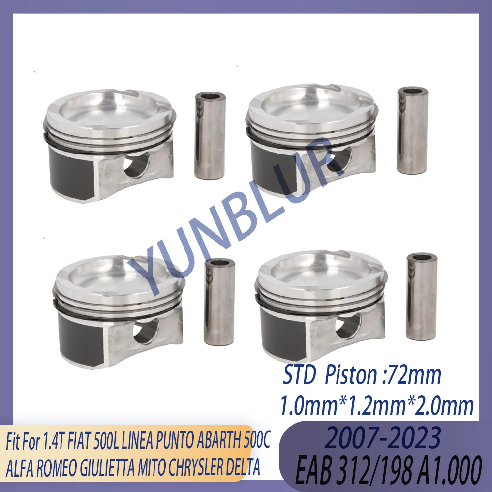 STD Engine Parts Piston & Rings Kit Fit 1.4 L T EAB 198A1.000 Gas 07-23 For FIAT 500L ABARTH 500C ALFA ROMEO MITO CHRYSLER DELTA