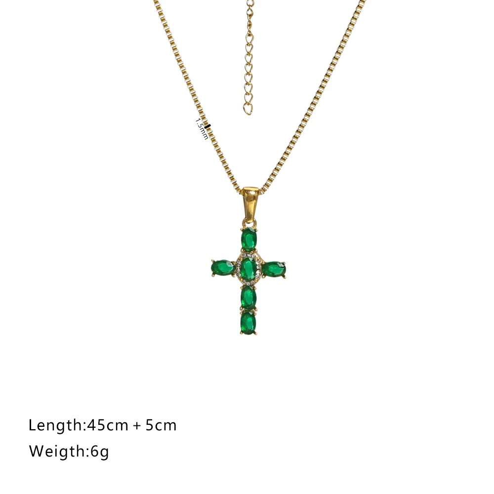 SOVOB موضة ملونة حجر الراين الصليب قلادة قلادة فتاة باردة/المرأة الفولاذ المقاوم للصدأ مطلية بالذهب المختنق مجوهرات يومية هدية #6